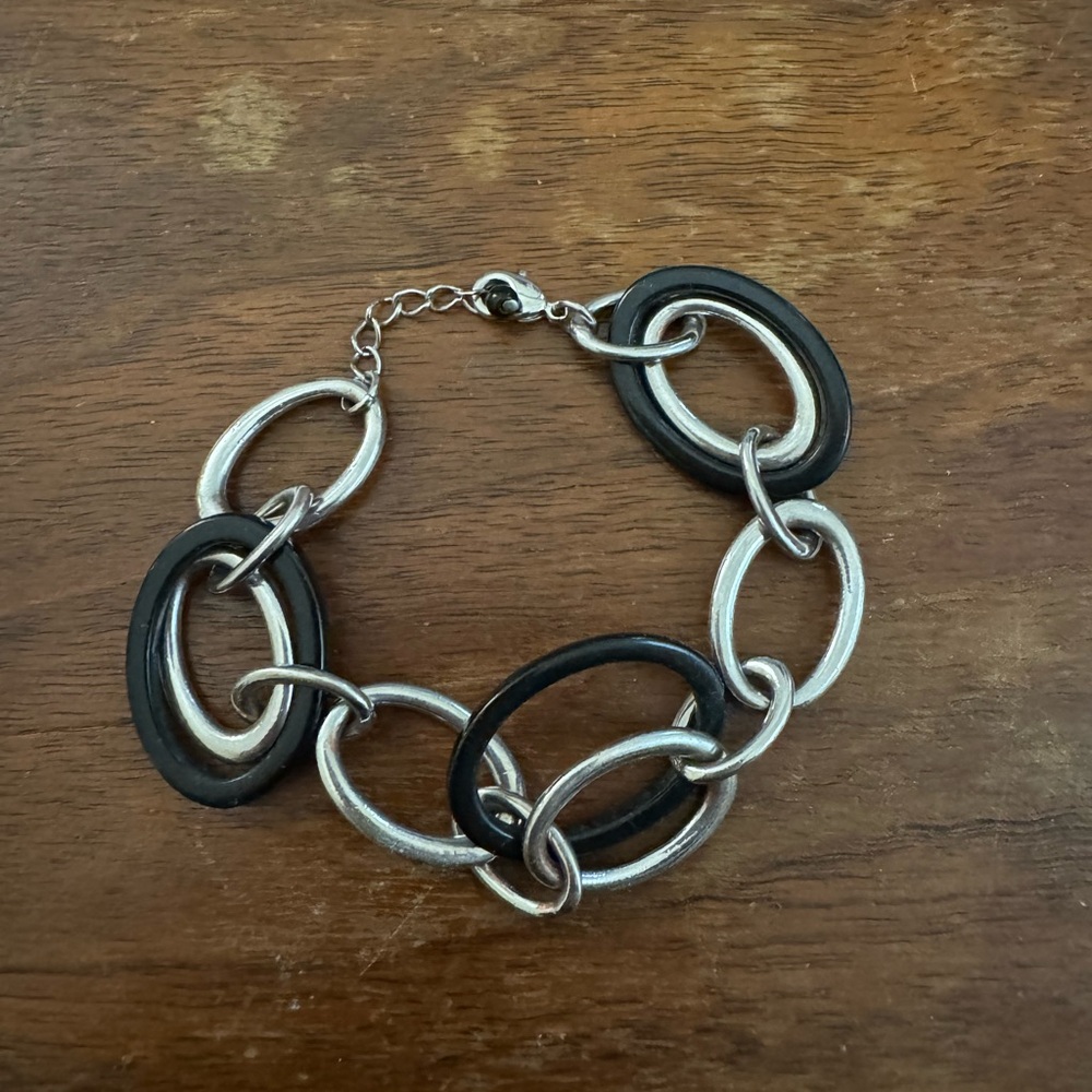 Lia Sophia silver and black chain bracelet